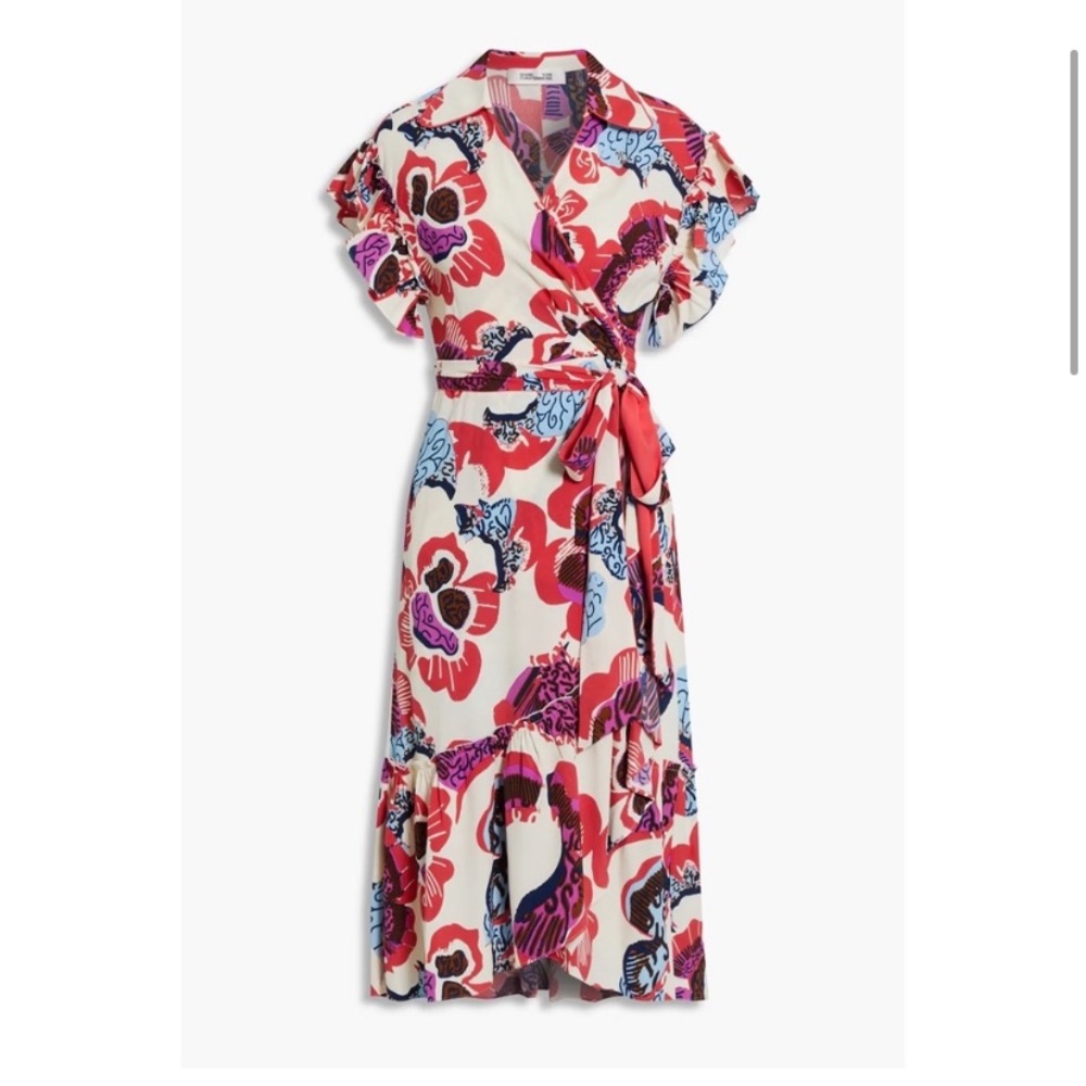 Ruth V-neck Ruffled Midi Dress main image 1
